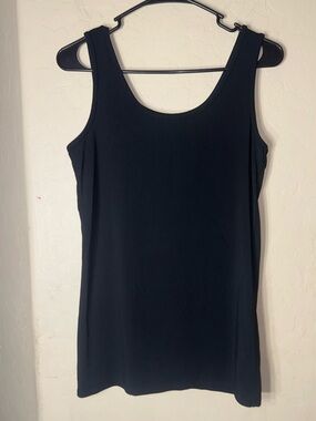 Larken Black Micro Modal Stretch Scoop Neck Longline Tank Top Size Medium USA